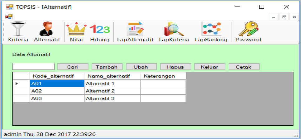 Source Code SPK Metode TOPSIS C Sharp FrmAlternatif